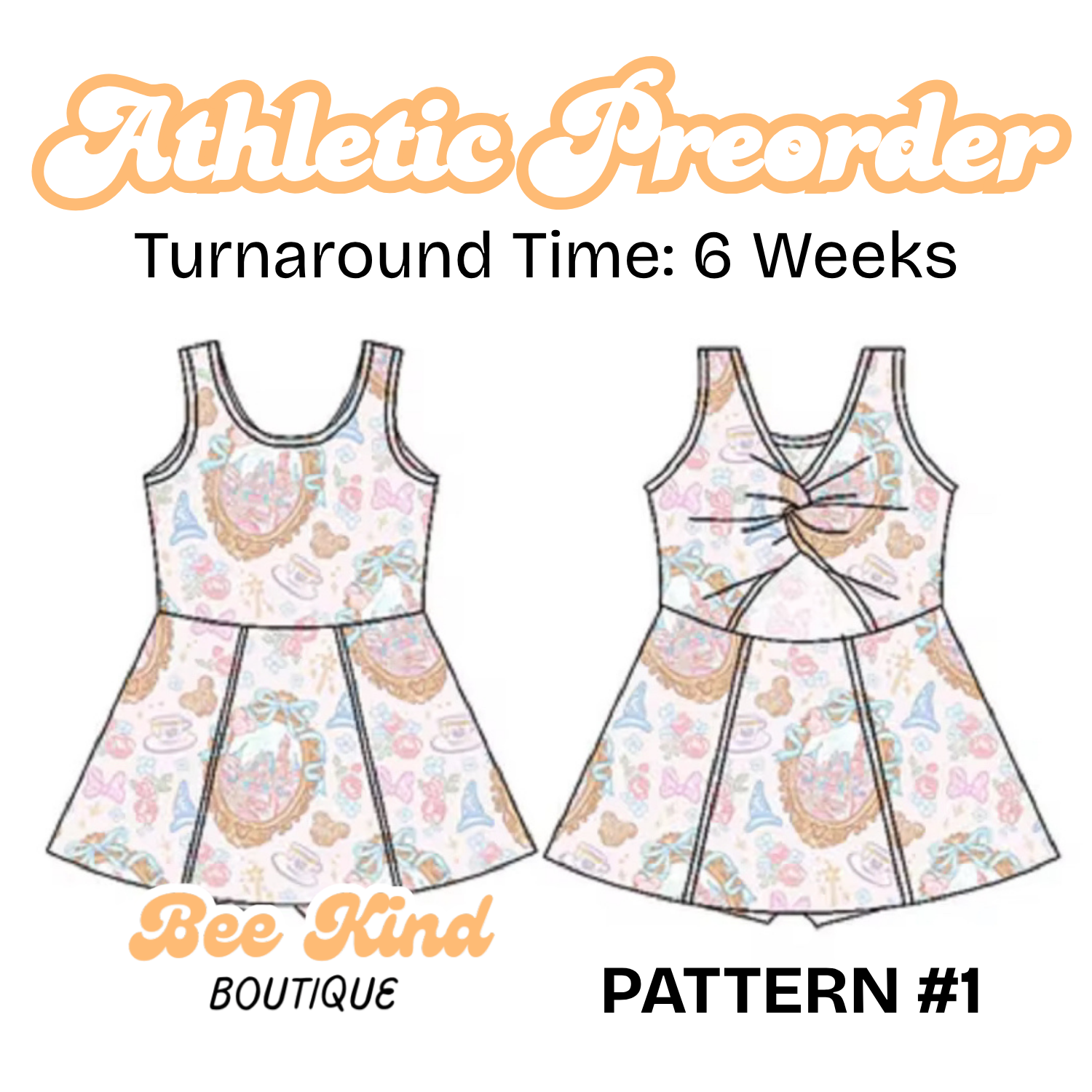 Athletic Wear Preorder- One Piece Sleeveless Dress with Butterfly Knot