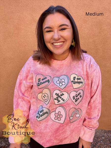 Adult Positive Affirmations Valentine Dyed Comfort Colors Crewneck Sweatshirt