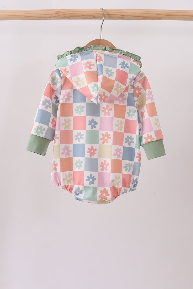Pastel Daisy Checkerboard Hoodie Bubble