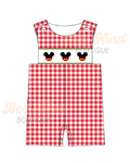 Red Gingham Embroidered Baby Coveralls
