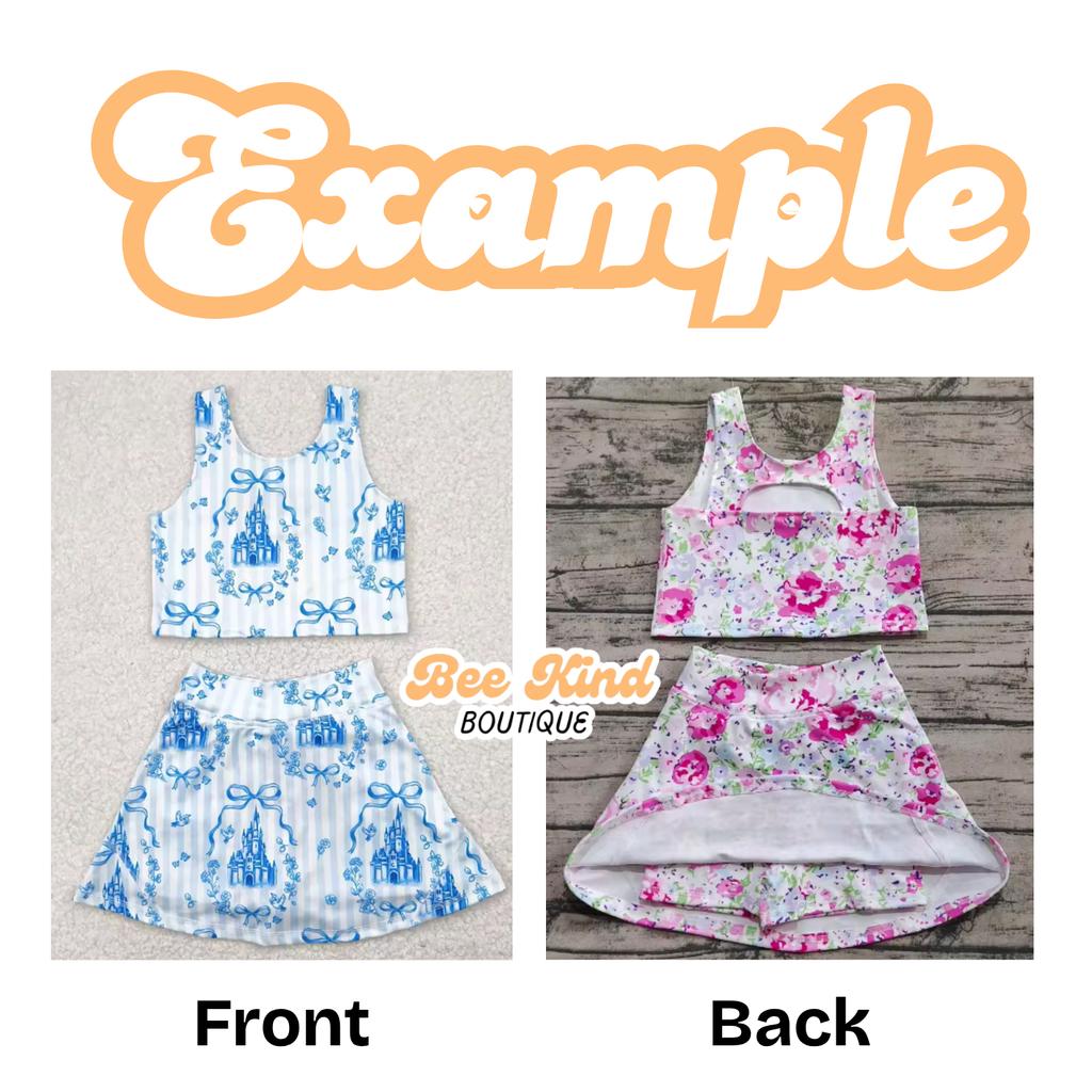 Athletic Wear Preorder- Two Piece Sleeveless Top/Skirt Set