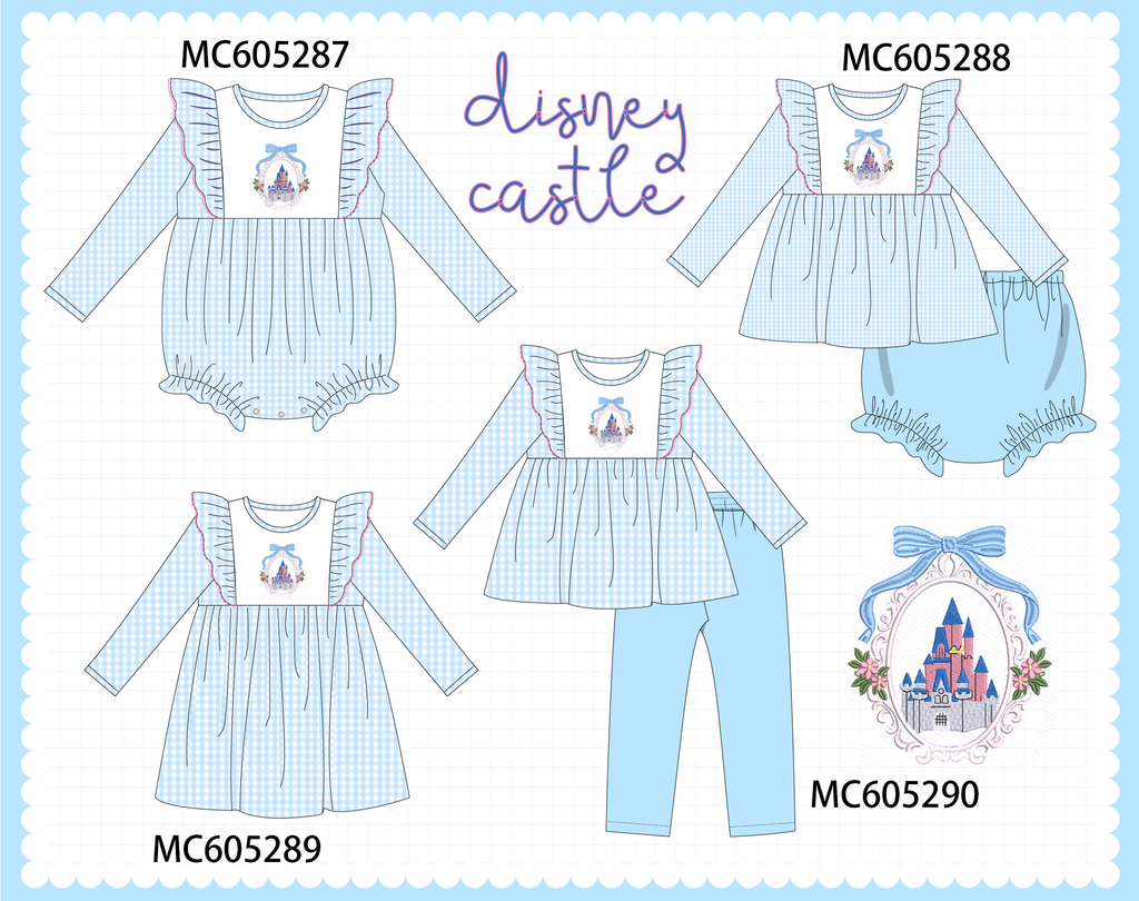 PREORDER Blue Castle Embroidery Ruffle Gingham Collection