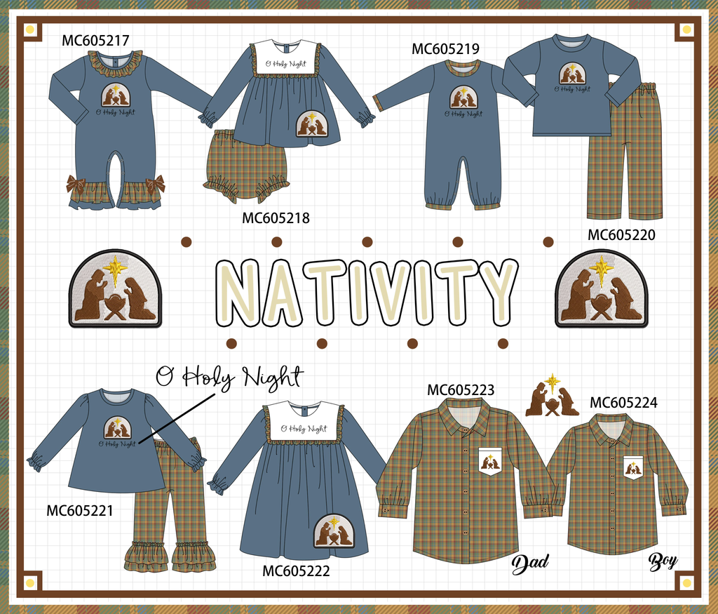 PREORDER Blue Nativity Embroidery Plaid Collection