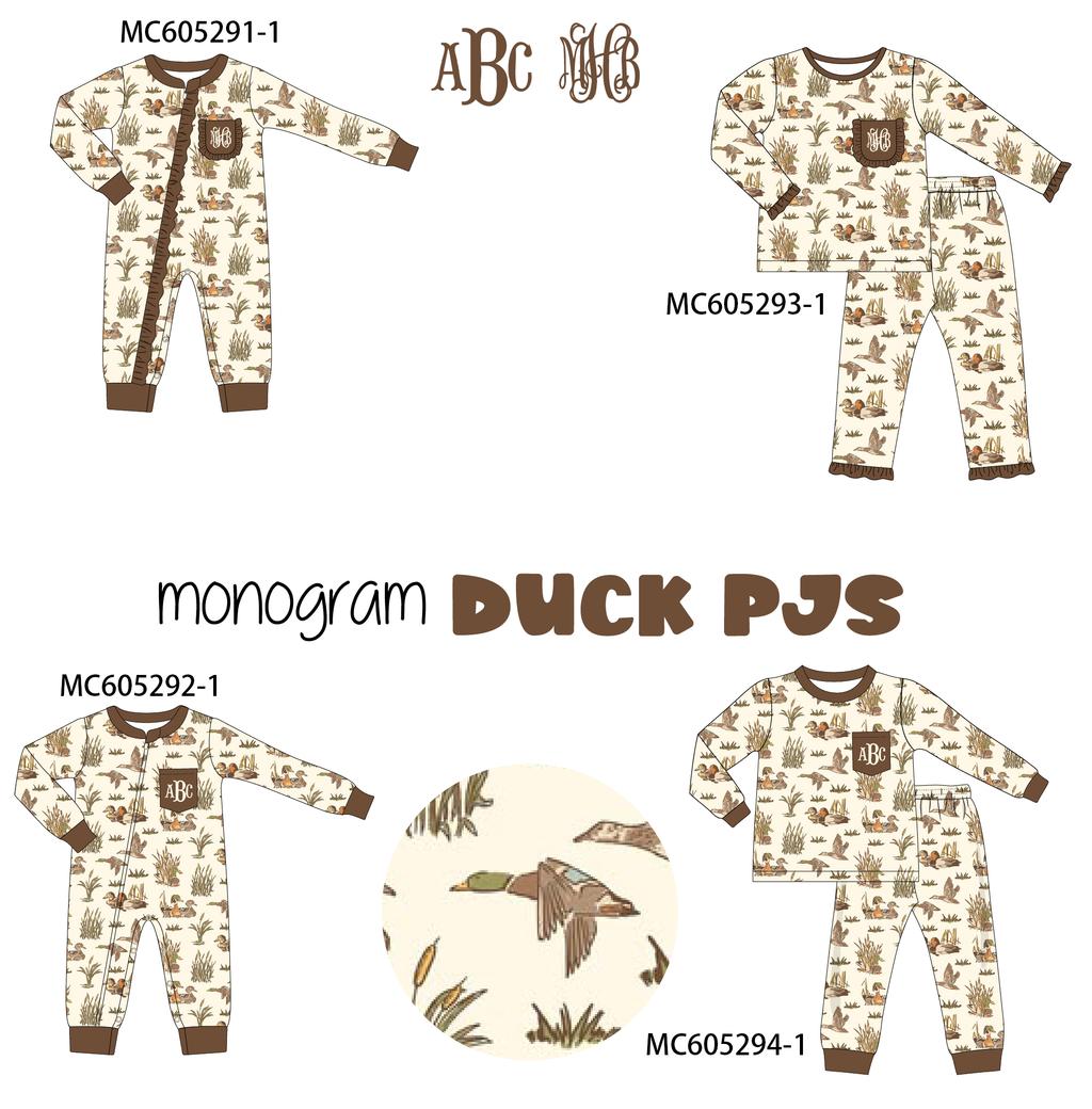 PREORDER Brown Duck Monogram Embroidery Bamboo Collection