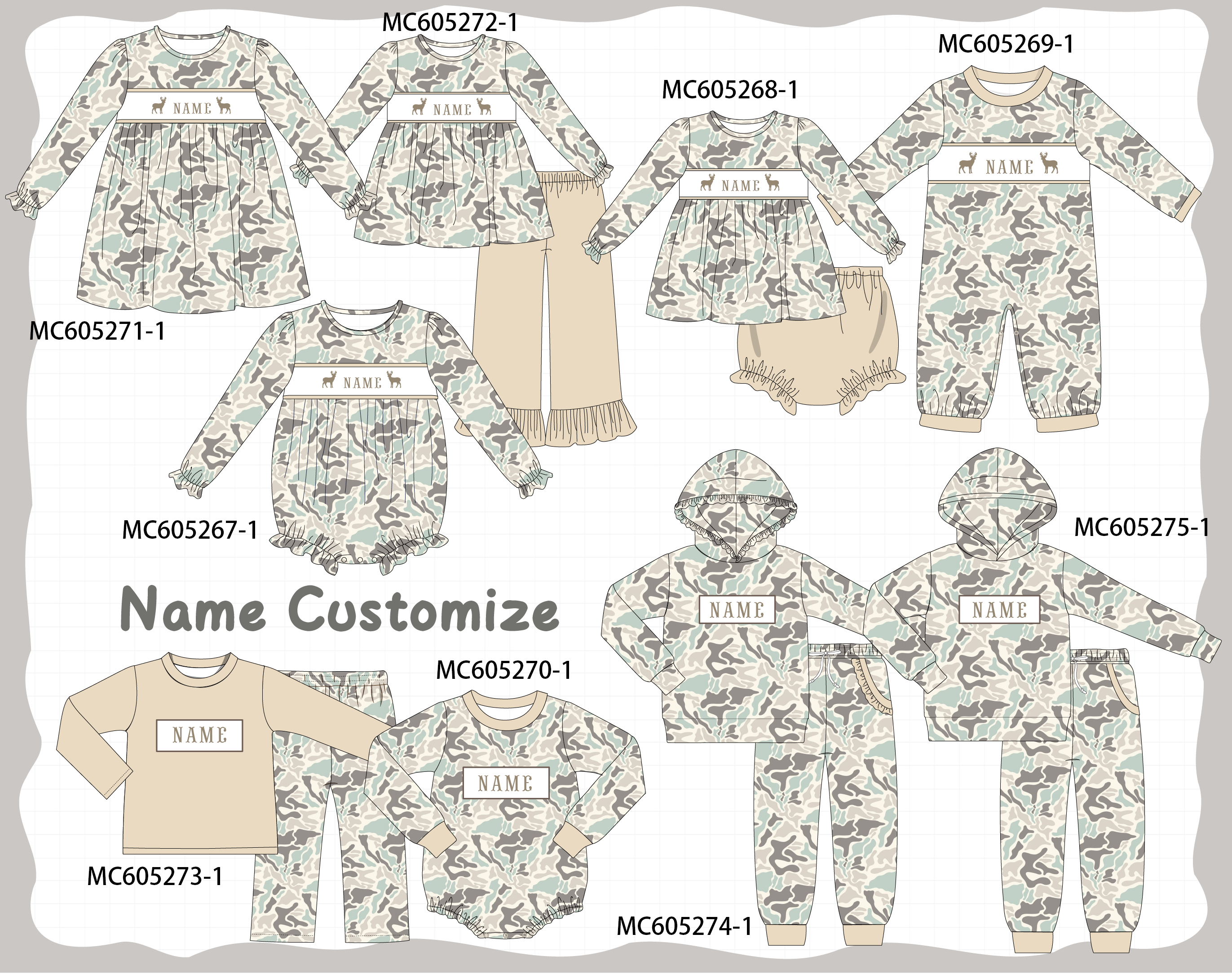PREORDER Camouflage hunting deer monogram embroidery collection