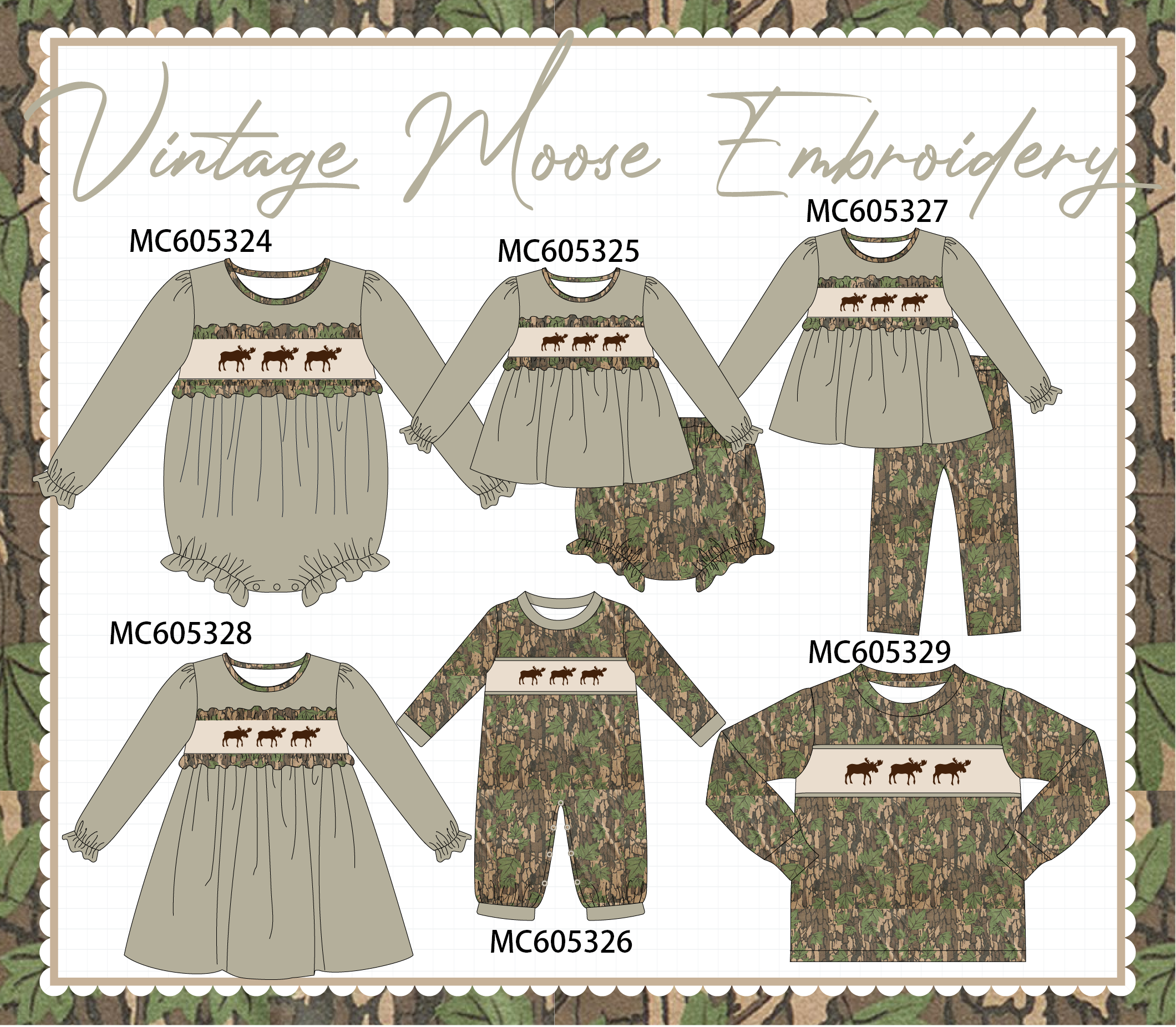 PREORDER Camouflage Moose Embroidery Collection