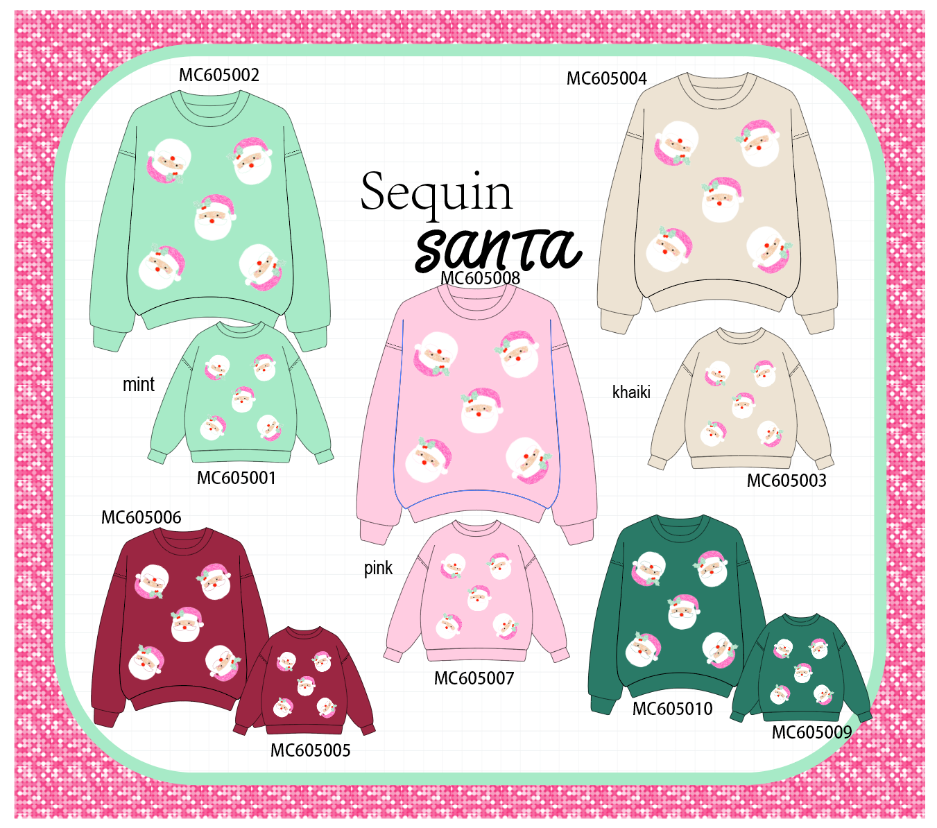 PREORDER Christmas santa claus sequin mom&me collection
