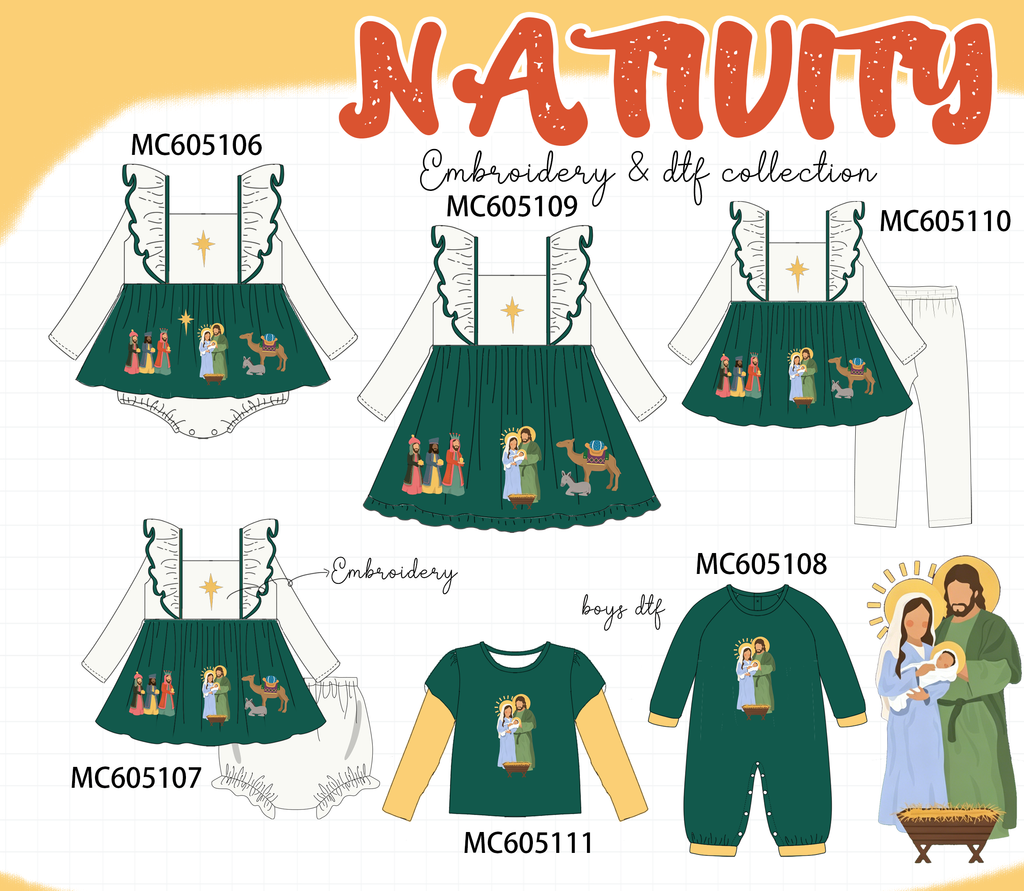 PREORDER Forest nativity embroidery collection