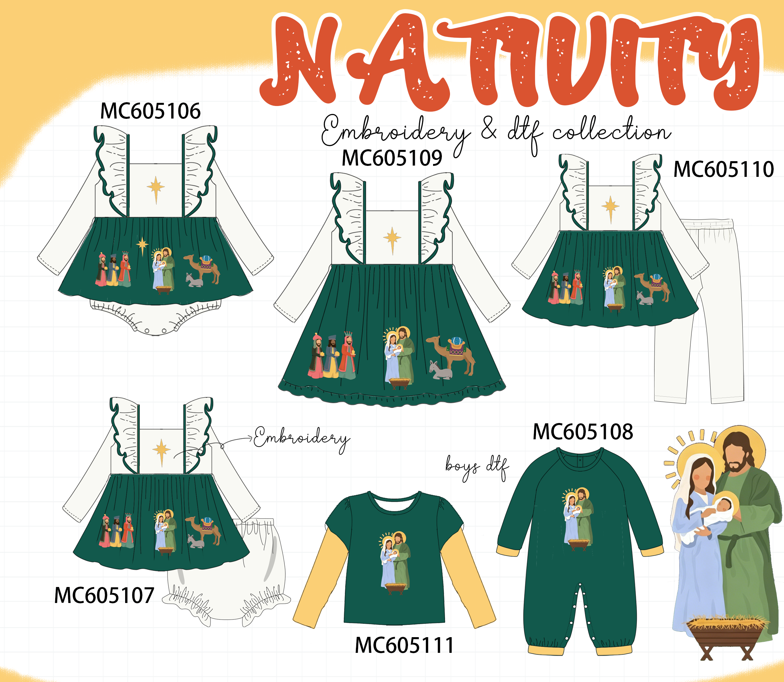 PREORDER Forest nativity embroidery collection