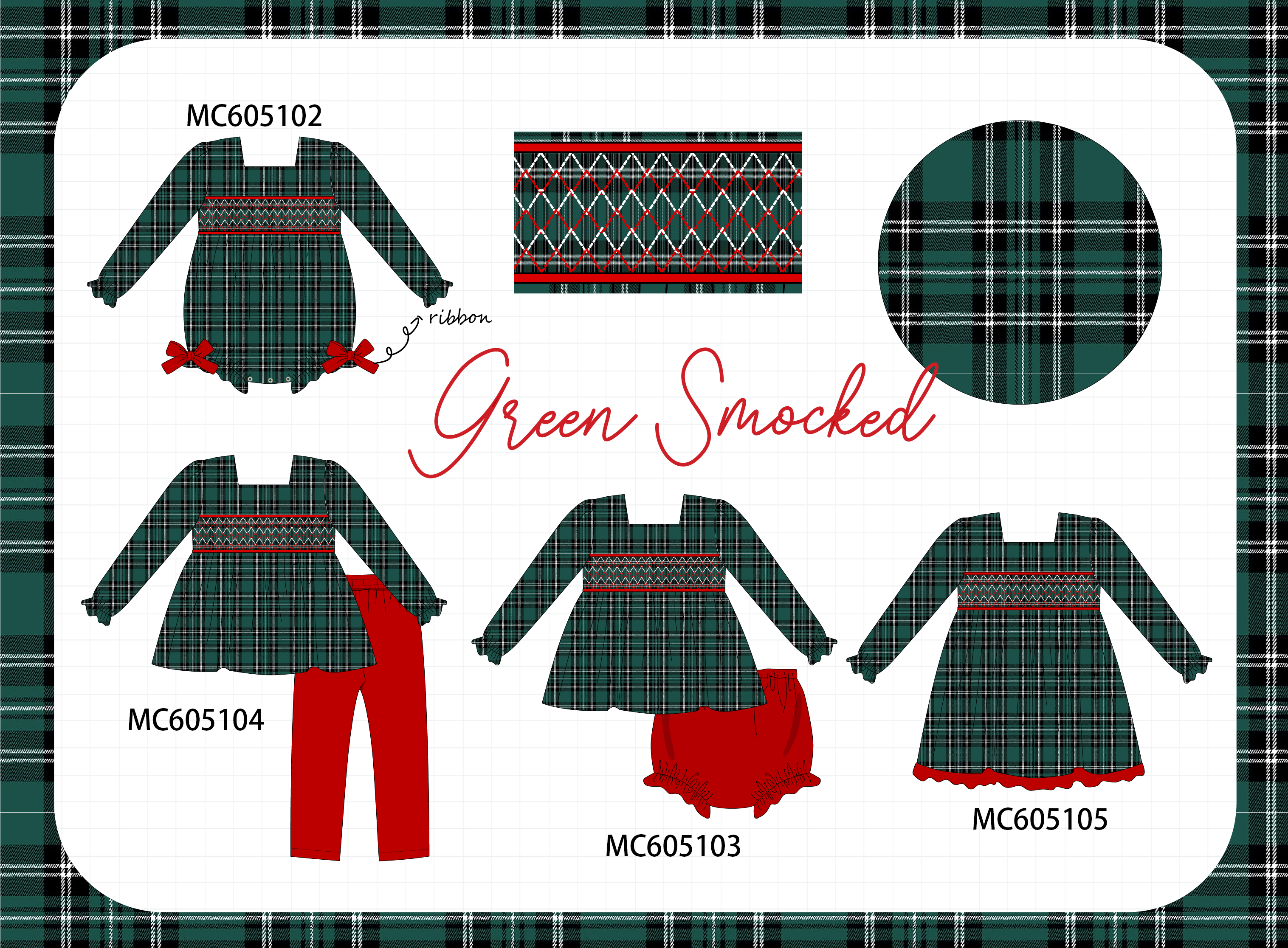 PREORDER Forest plaid smocked collection