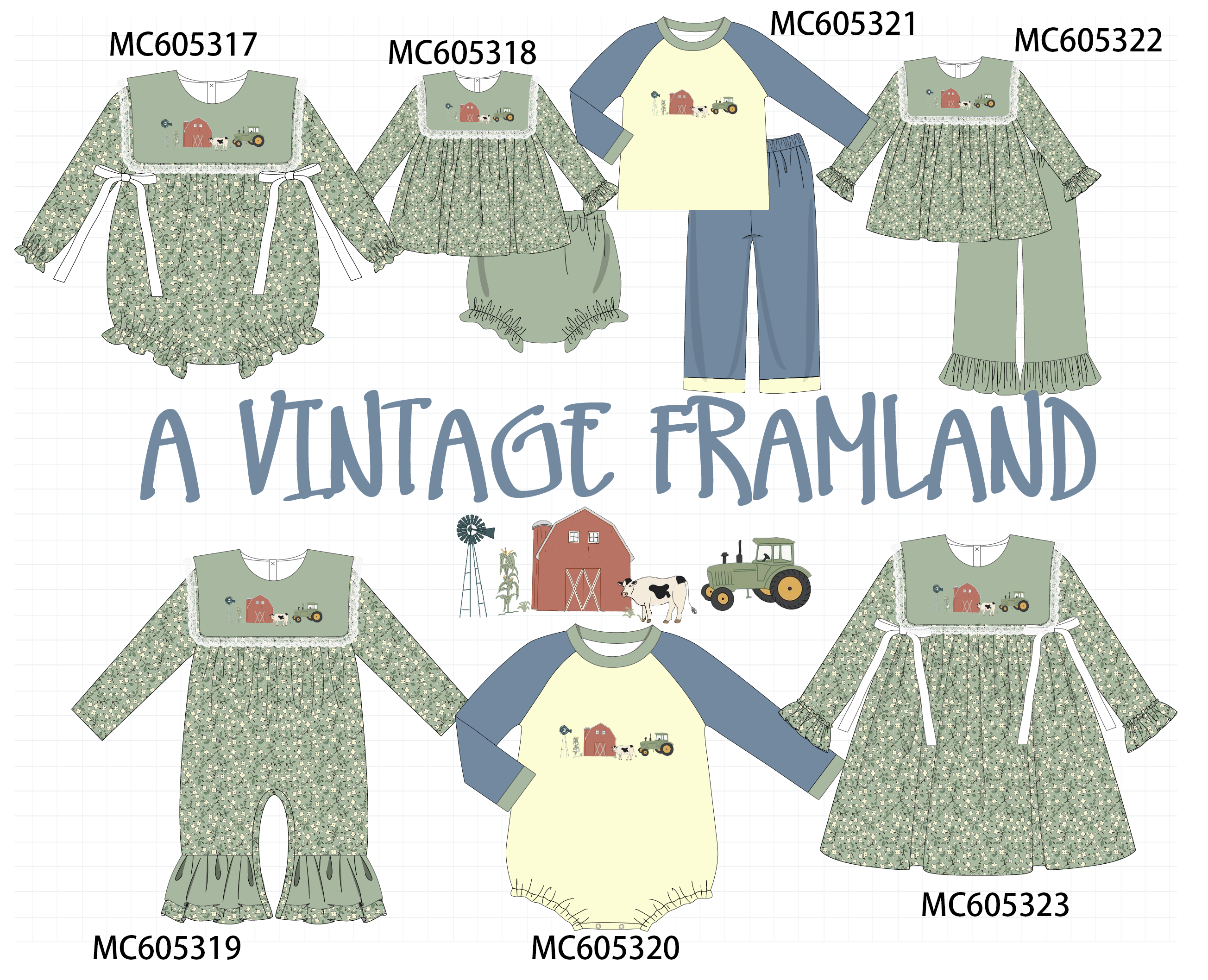 PO92 Green Farm Embroidery Floral Collection