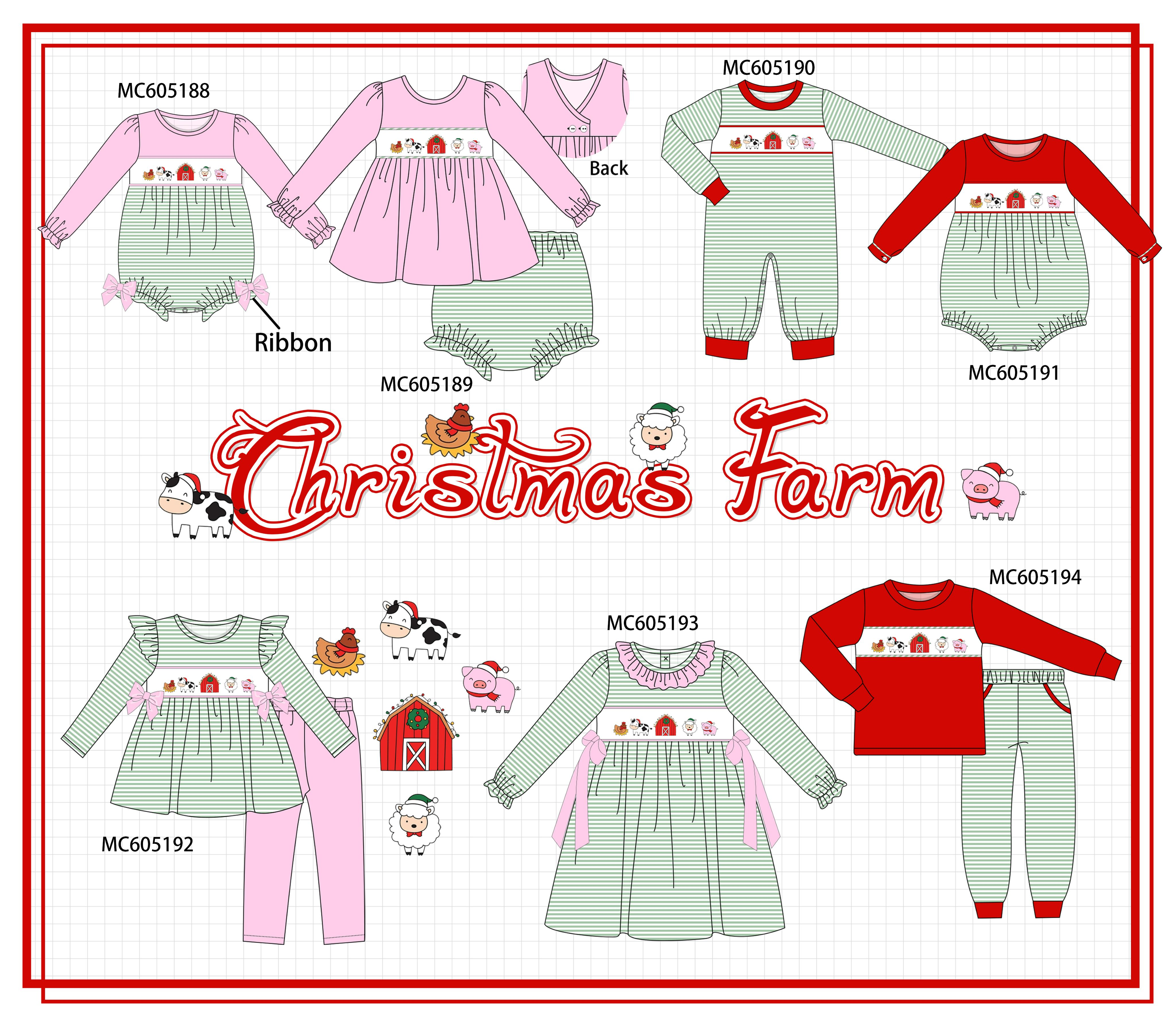 PO92 Green Stripe Farm Embroidery Collection