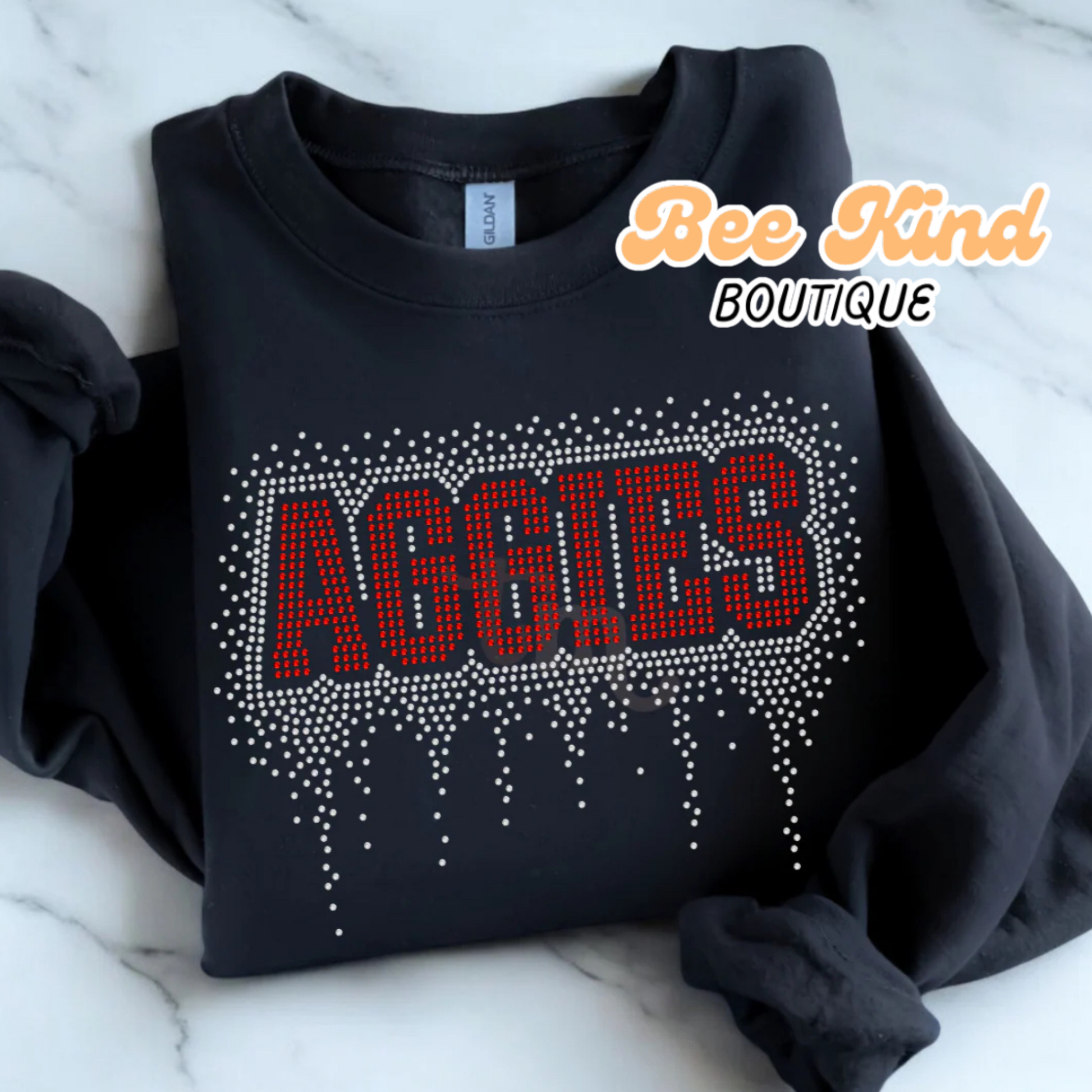 PREORDER Adult “AGGIES” Rhinestone Crewneck