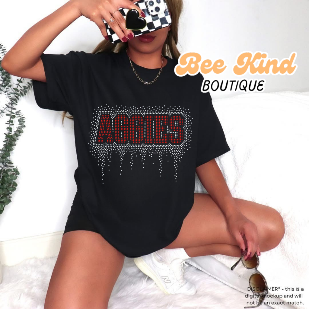 PREORDER Adult “AGGIES” Rhinestone Crewneck