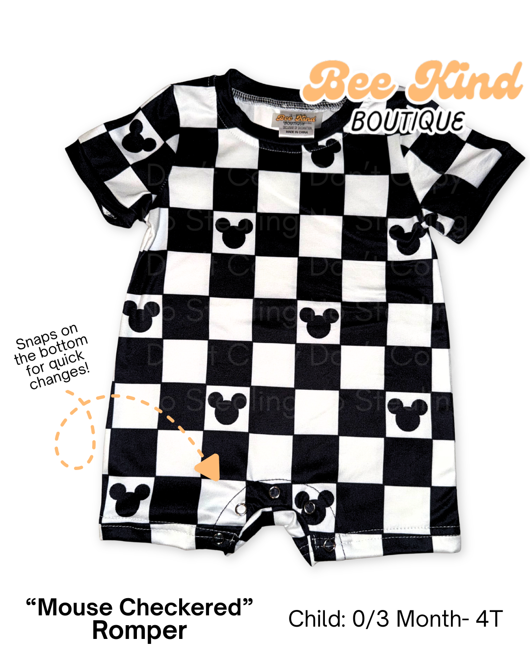 PREORDER “Checkered Mouse” Romper