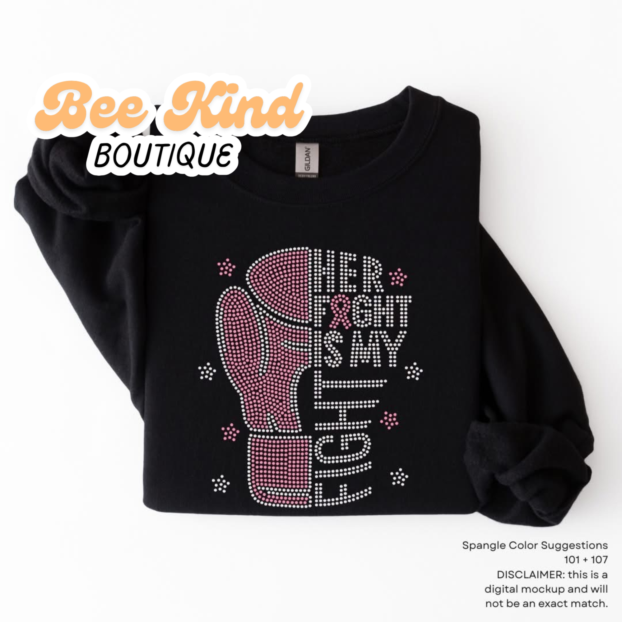 PREORDER Adult “Her Fight is My Fight” Breast Cancer Awareness Spangle Design