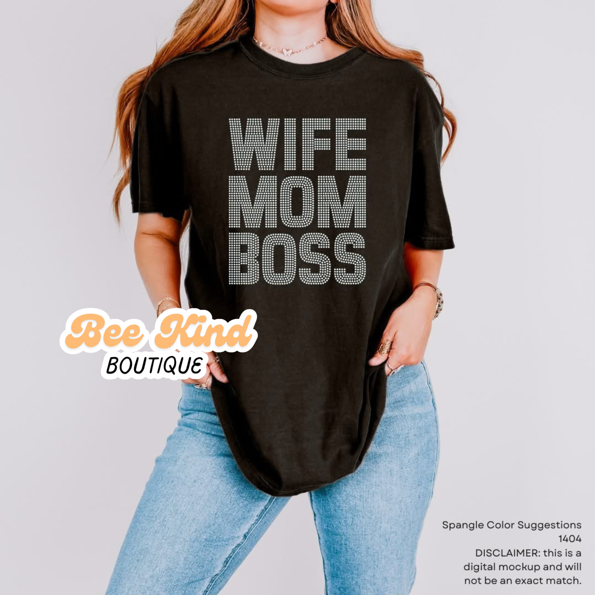 PREORDER Adult “Wife Mom Boss” Spangle Design