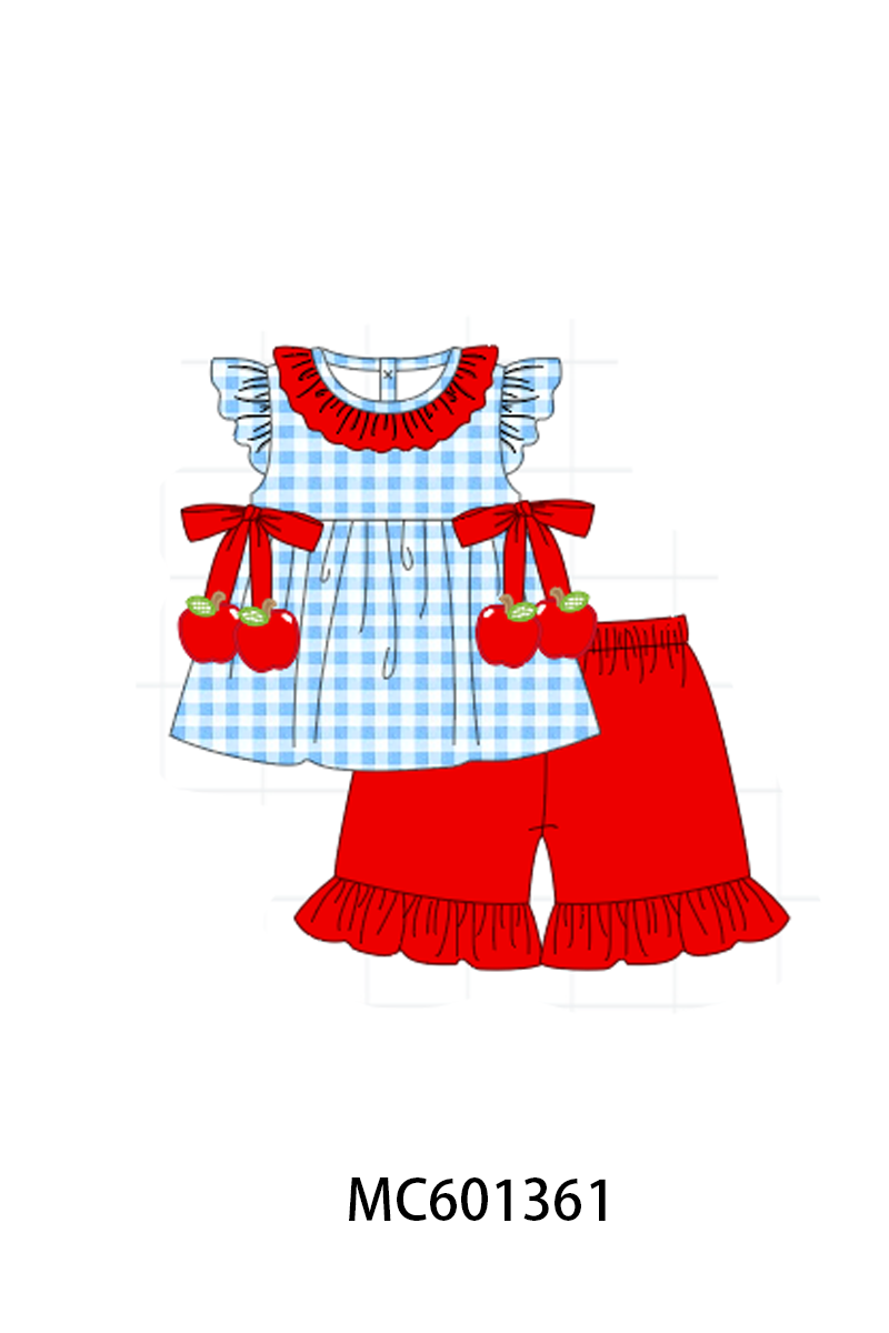 PO80 Red back to school apple gingham collection