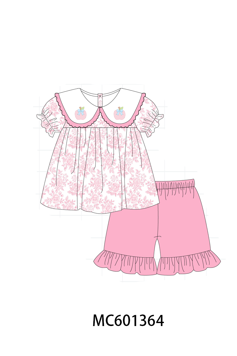 PO80 Pink back to school rose apple applique collection