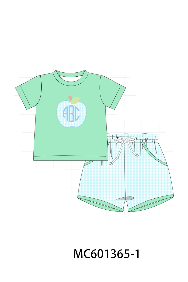 PO80 Pink back to school rose apple monogram embroidery collection