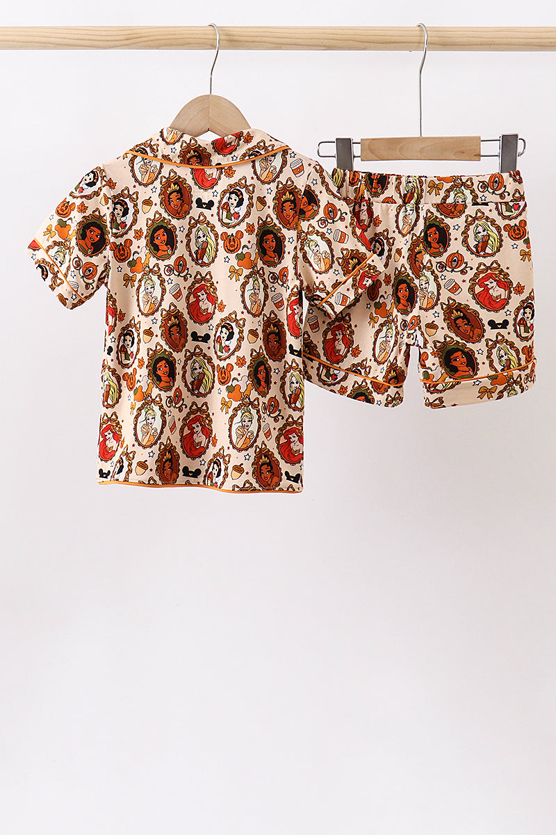 Orange princess bamboo pajama set