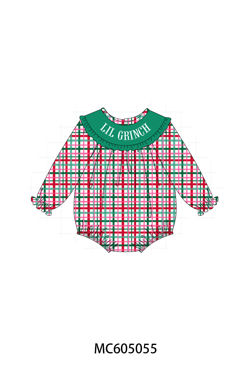 PREORDER Green christmas LIL GRINCH french knot plaid collection