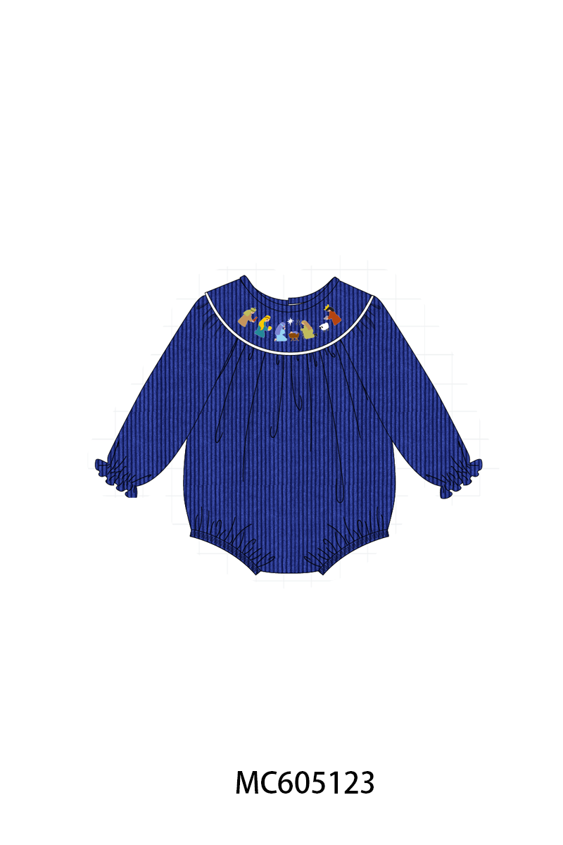 PREORDER Royal Blue Nativity Embroidery Corduroy Collection