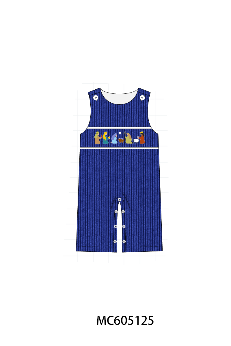 PREORDER Royal Blue Nativity Embroidery Corduroy Collection