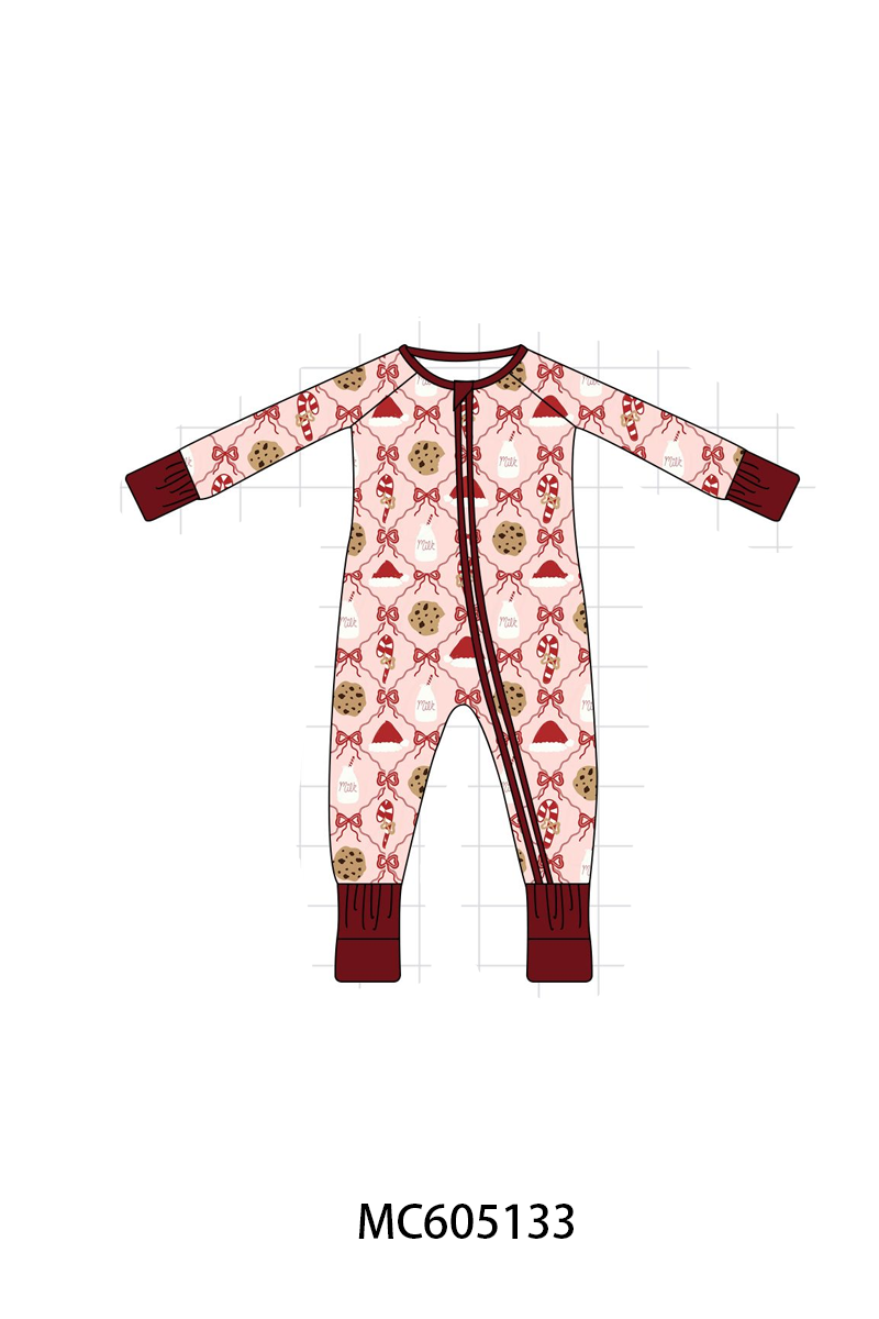 PREORDER Maroon Christmas Milk Candy Cane Bow Bamboo Collection
