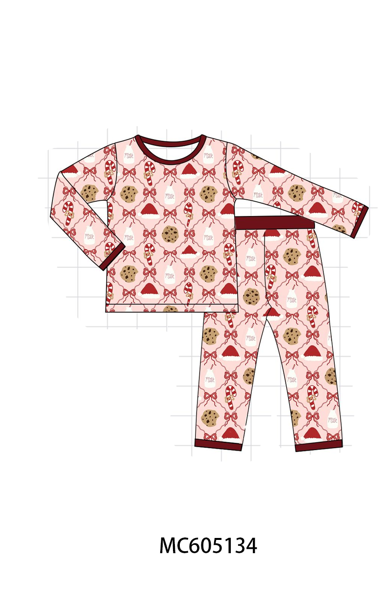 PREORDER Maroon Christmas Milk Candy Cane Bow Bamboo Collection