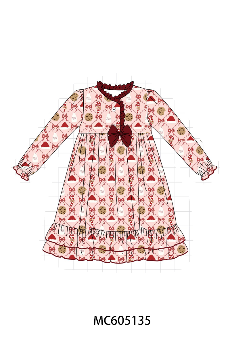 PREORDER Maroon Christmas Milk Candy Cane Bow Bamboo Collection