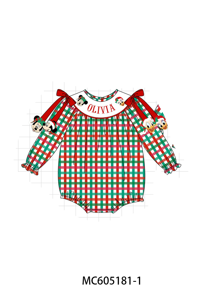 PO92 Red Christmas Monogram Embroidery Plaid Collection