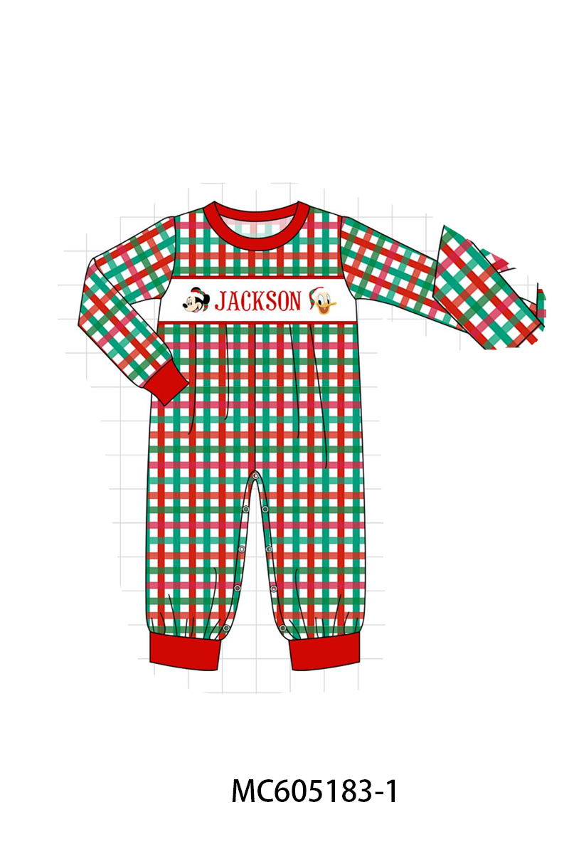 PO92 Red Christmas Monogram Embroidery Plaid Collection