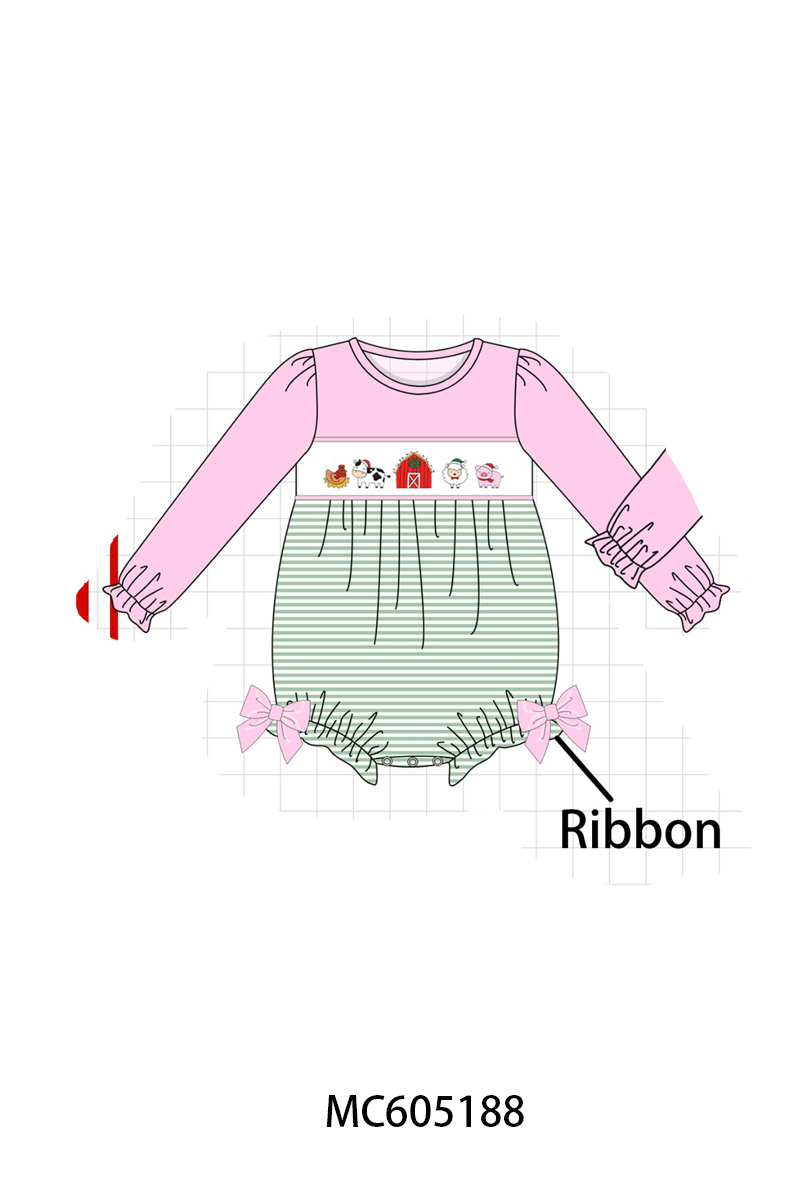PO92 Green Stripe Farm Embroidery Collection