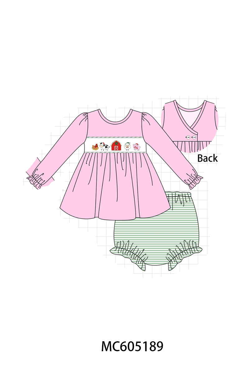 PO92 Green Stripe Farm Embroidery Collection