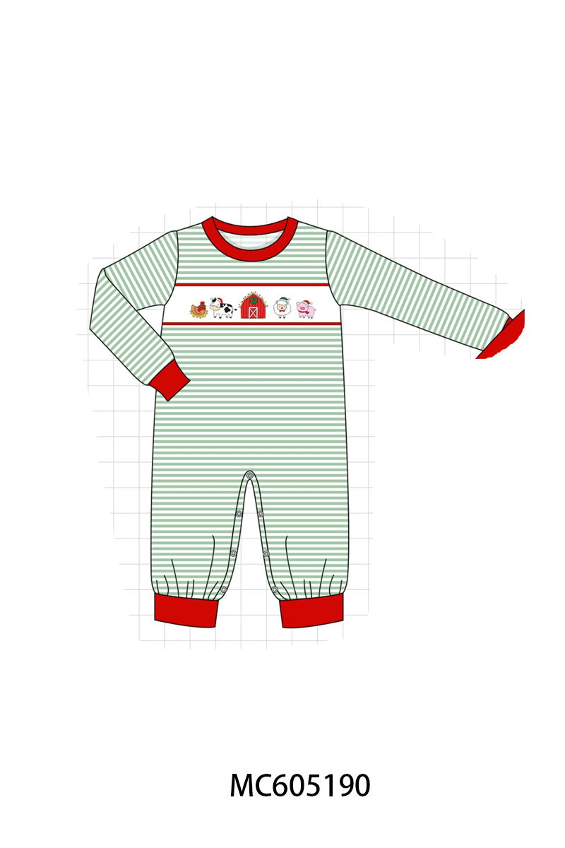 PO92 Green Stripe Farm Embroidery Collection