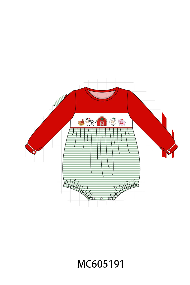 PO92 Green Stripe Farm Embroidery Collection
