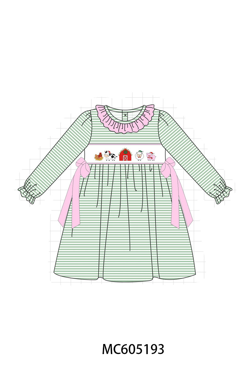 PO92 Green Stripe Farm Embroidery Collection