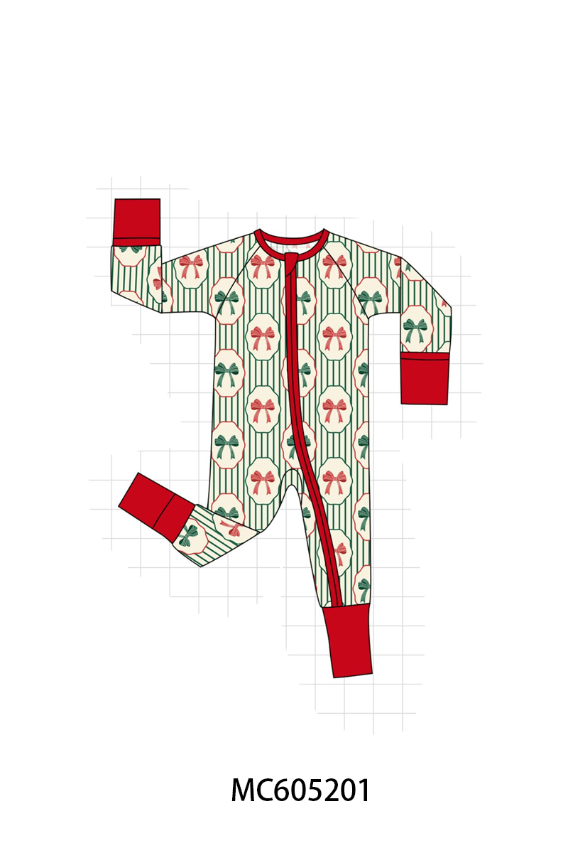 PREORDER Green Stripe Christmas Bow Bamboo Collection