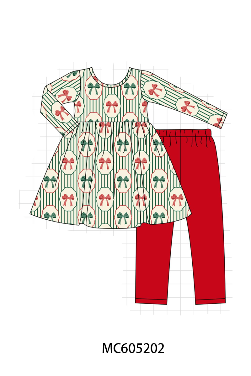 PREORDER Green Stripe Christmas Bow Bamboo Collection
