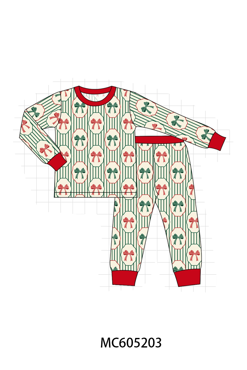 PREORDER Green Stripe Christmas Bow Bamboo Collection