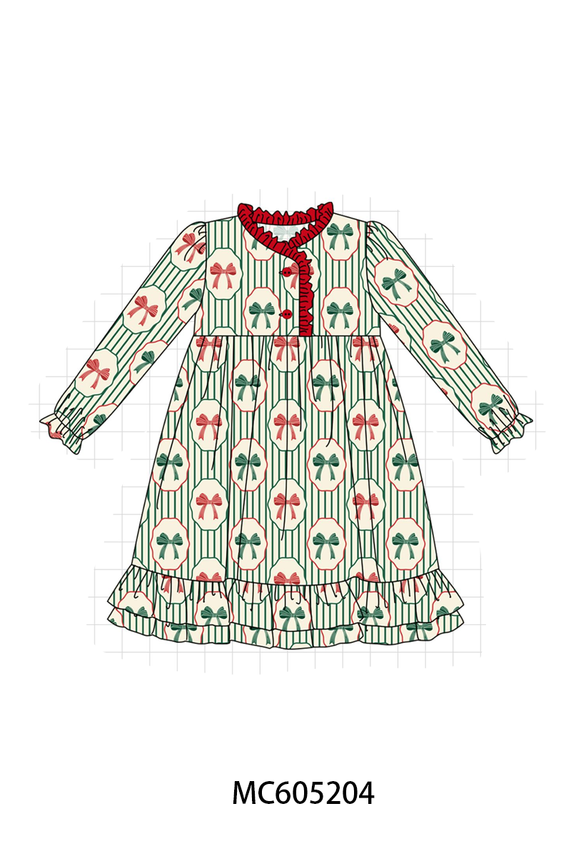 PREORDER Green Stripe Christmas Bow Bamboo Collection