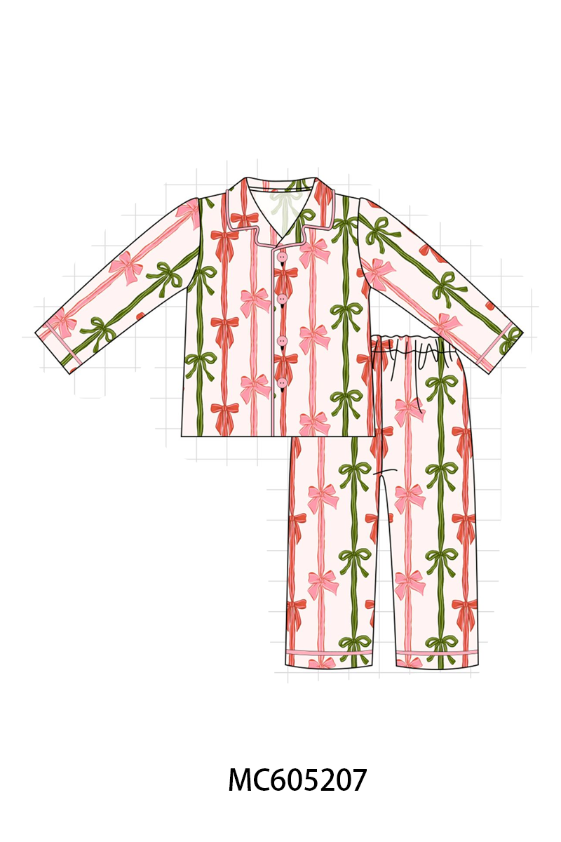 PREORDER Pink Christmas Bow Stripe Bamboo Collection
