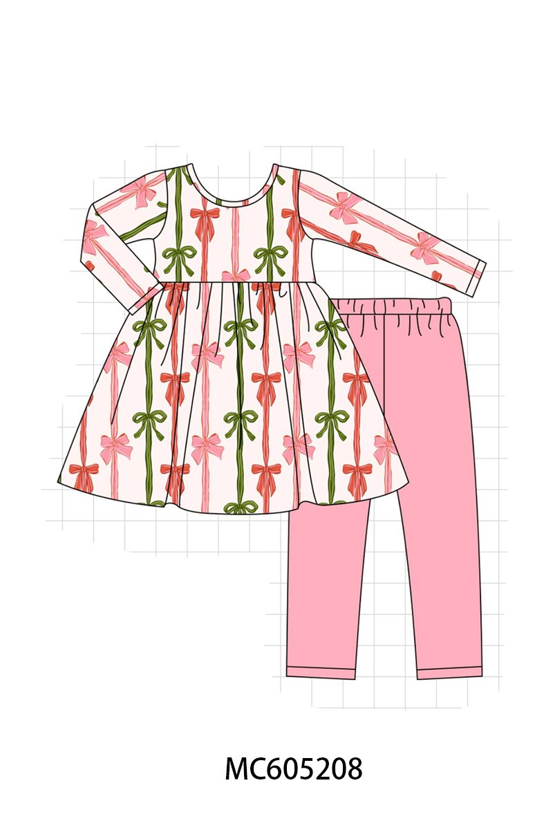 PREORDER Pink Christmas Bow Stripe Bamboo Collection