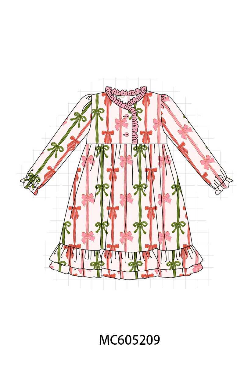 PREORDER Pink Christmas Bow Stripe Bamboo Collection