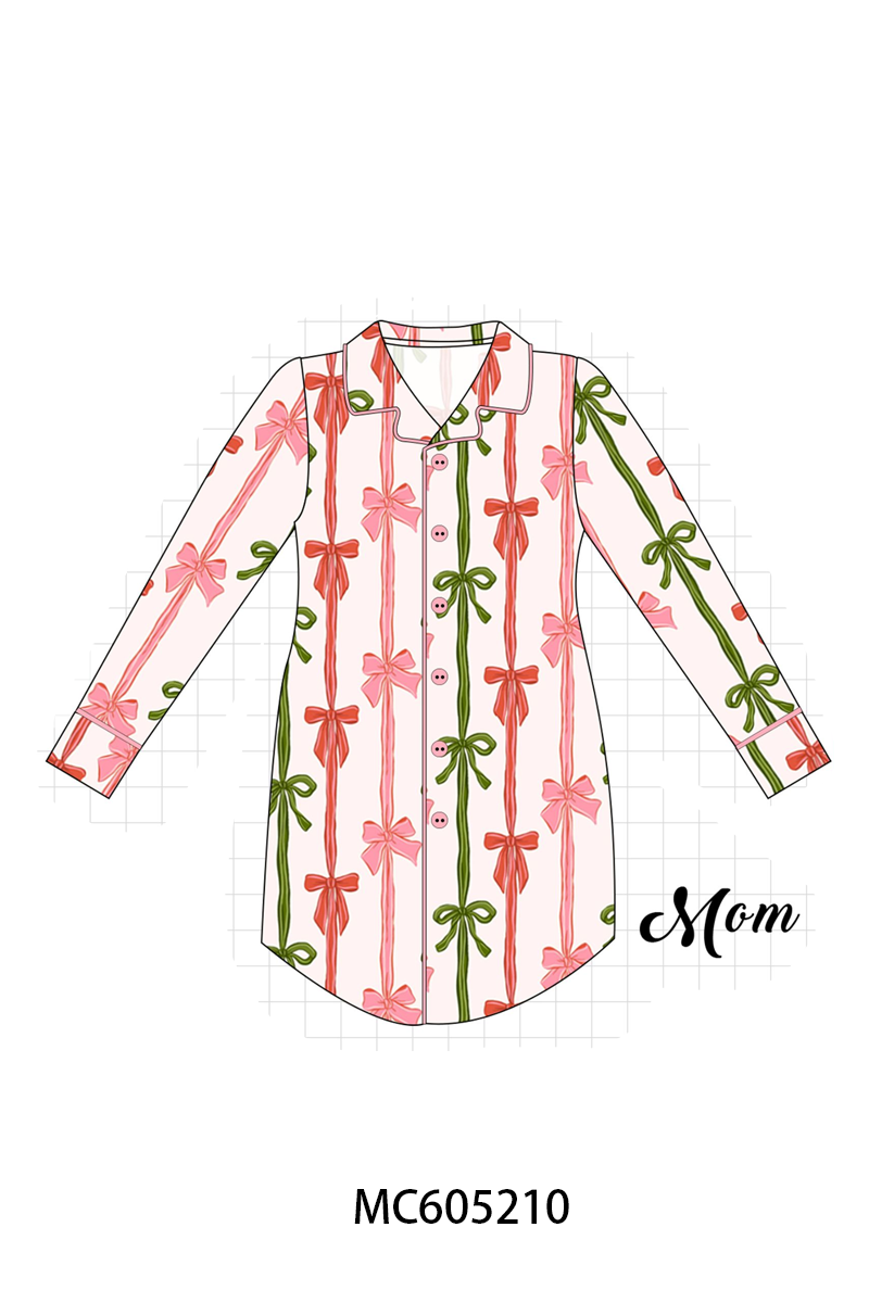 PREORDER Pink Christmas Bow Stripe Bamboo Collection