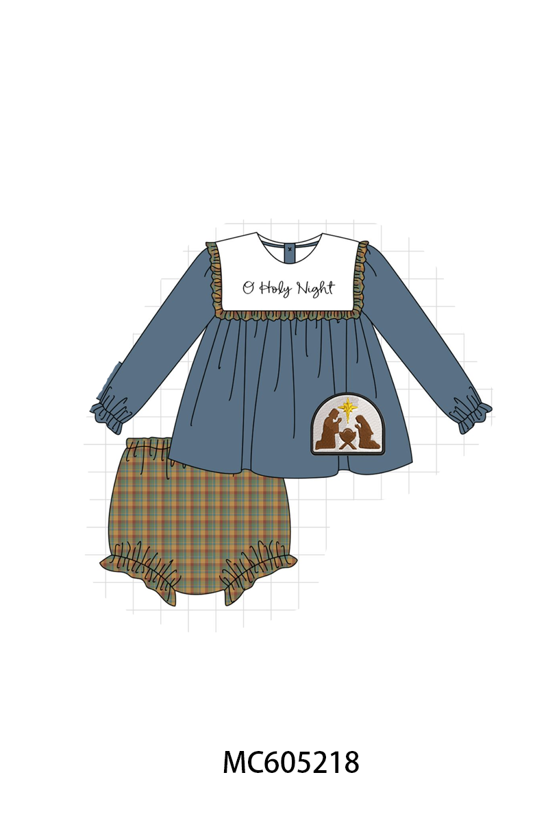 PREORDER Blue Nativity Embroidery Plaid Collection