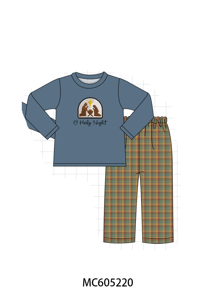 PREORDER Blue Nativity Embroidery Plaid Collection