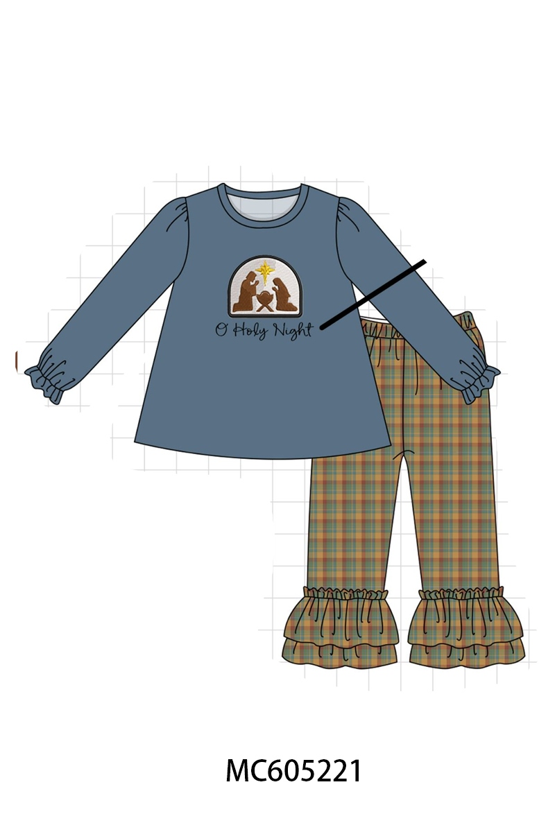 PREORDER Blue Nativity Embroidery Plaid Collection