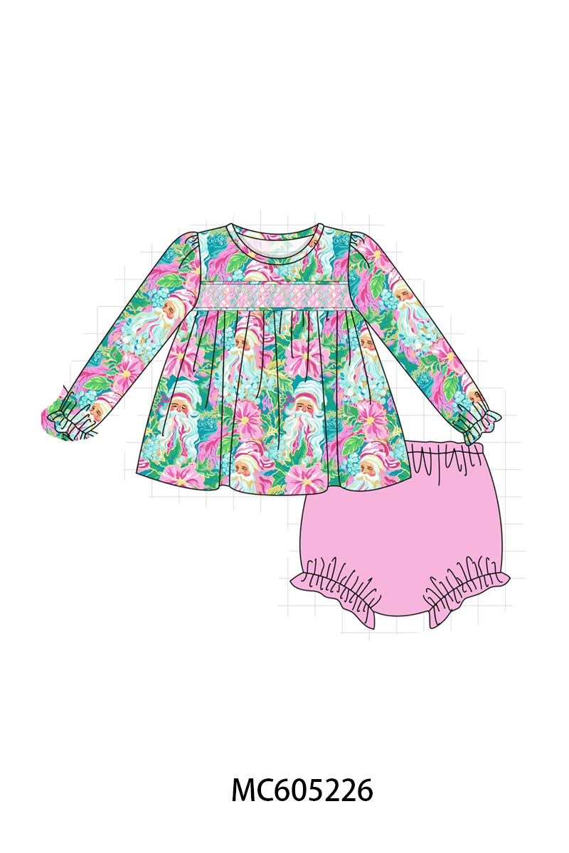 PREORDER Pink Christmas Santa Claus Smocked Collection